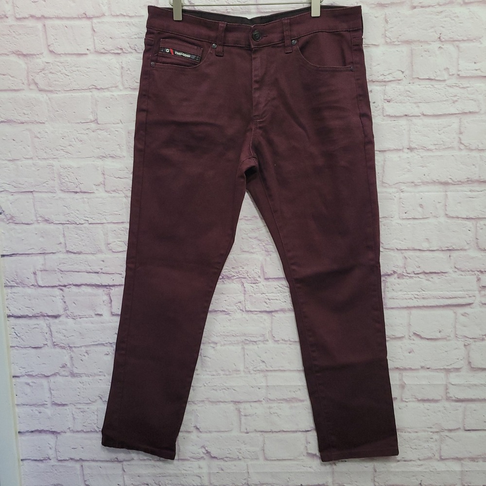 G Fried Denim Slim Fit Stretch Jeans 34x30 Burgundy Streetwear Skater Gorp Alt